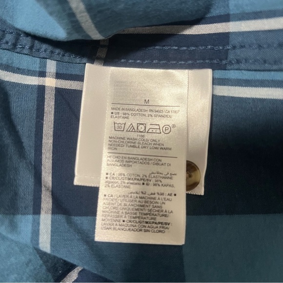 NWT Old Navy Men Everyday Shirt Regular Fit Built in Flex Plaid Blue/Navy Medium - Picture 6 of 9